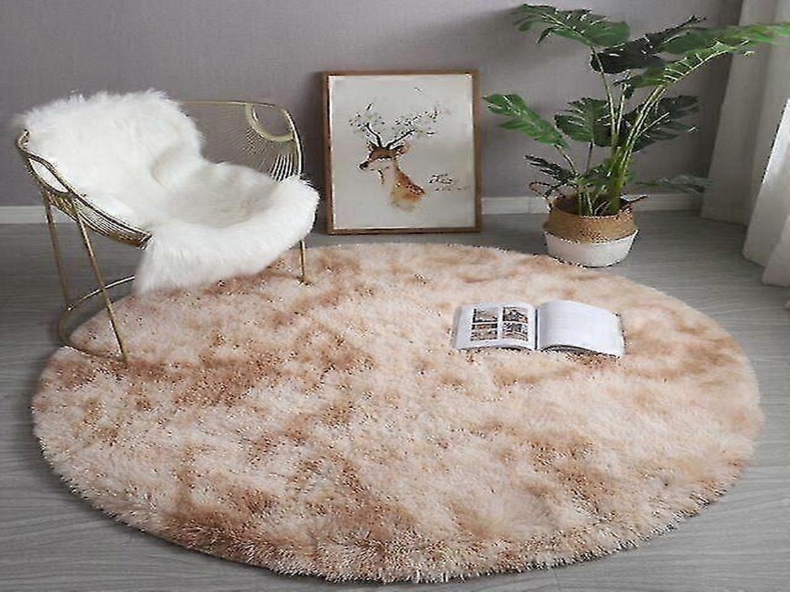 Lurelia Tapete Redondo Infantil Macio Fofo Pvc Poliéster Tie Dye Branco Sala Quarto R545
