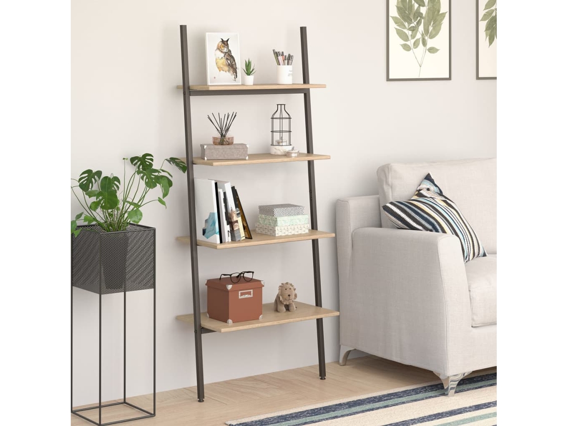 Vidaxl Unidade 4 Prateleiras 64x34x150,5 Cm Castanho-claro E Preto