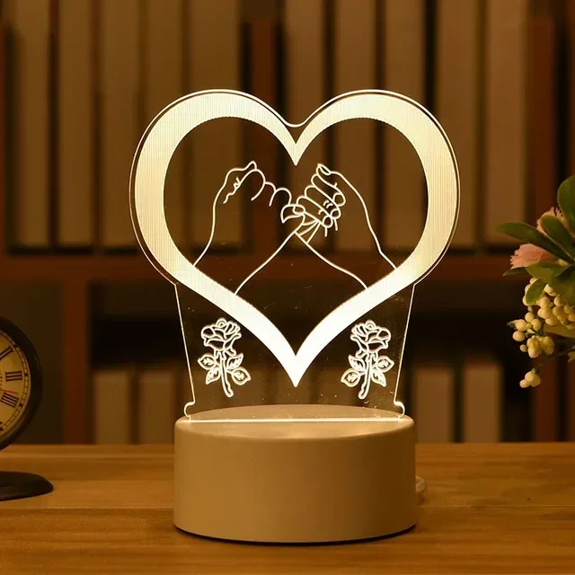 Luminária Led 3d em Acrílico, Pode Ser Usada como Luz Noturna Ou para Decoração de Casa. MDUG (luz Quente)