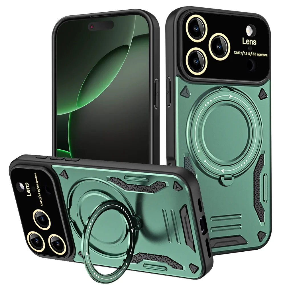 (verde, Iphone 14 Plus) Capa Magnética Giratória 360° Para Celular, Resistente A Quedas, Com Protetor De Lente E Câmera.