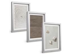 Quadros Decorativos Para Paredetexturas Naturais, Madeira, Pedra Moldura Prateada Quadros Para O Escritório Espelharte (3 Peças 20x30 Cm)