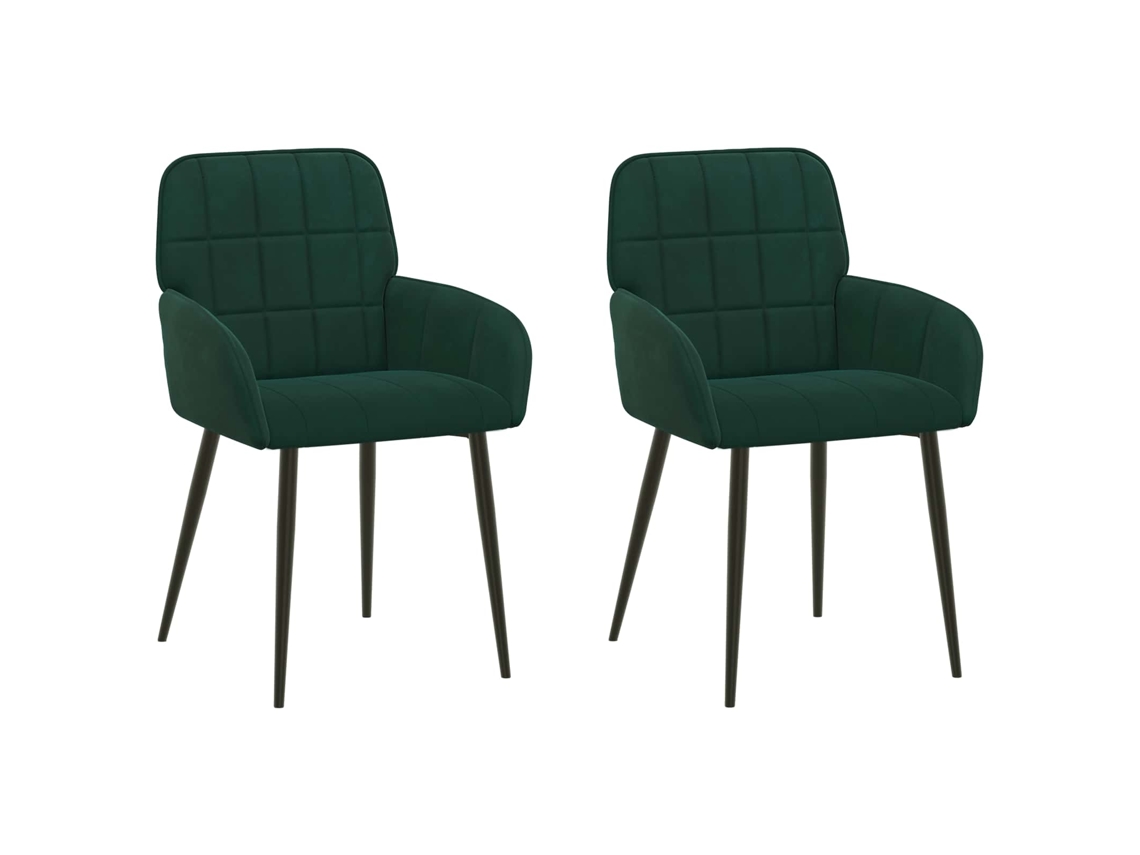 Conjunto 2 Cadeiras De Jantar Vidaxl Verde Veludo (57 X 50 X 85 Cm)