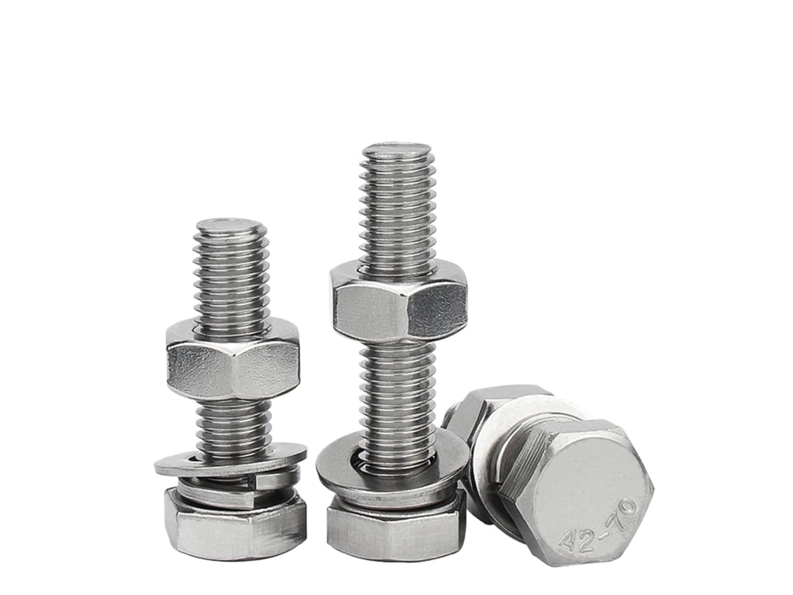 Conjunto 4 Em 1 , Porca Sextavada Aço Inoxidável 304, Arruela Plana,