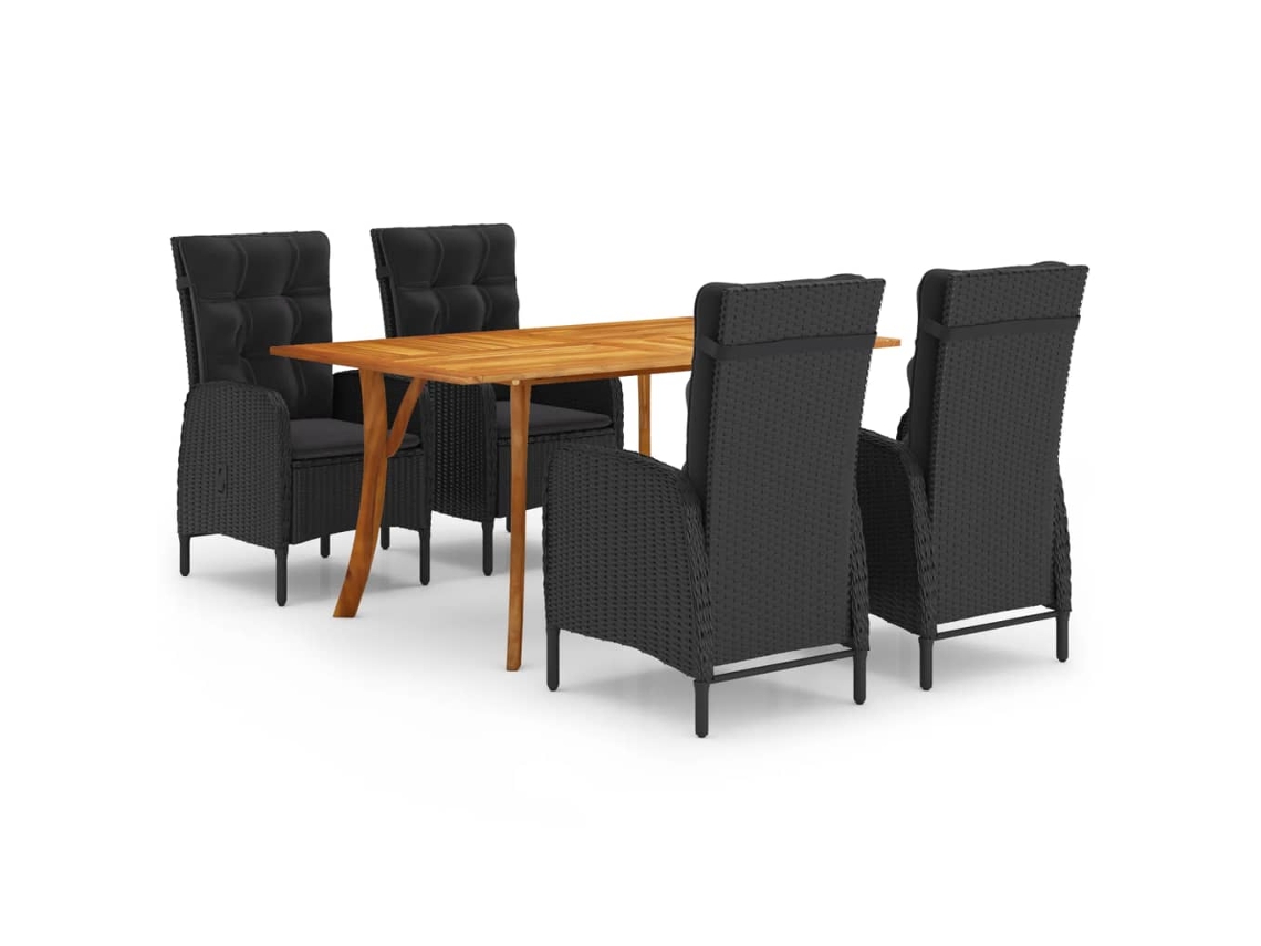 Vidaxl 5 Pcs Conjunto De Jantar Para Jardim Preto