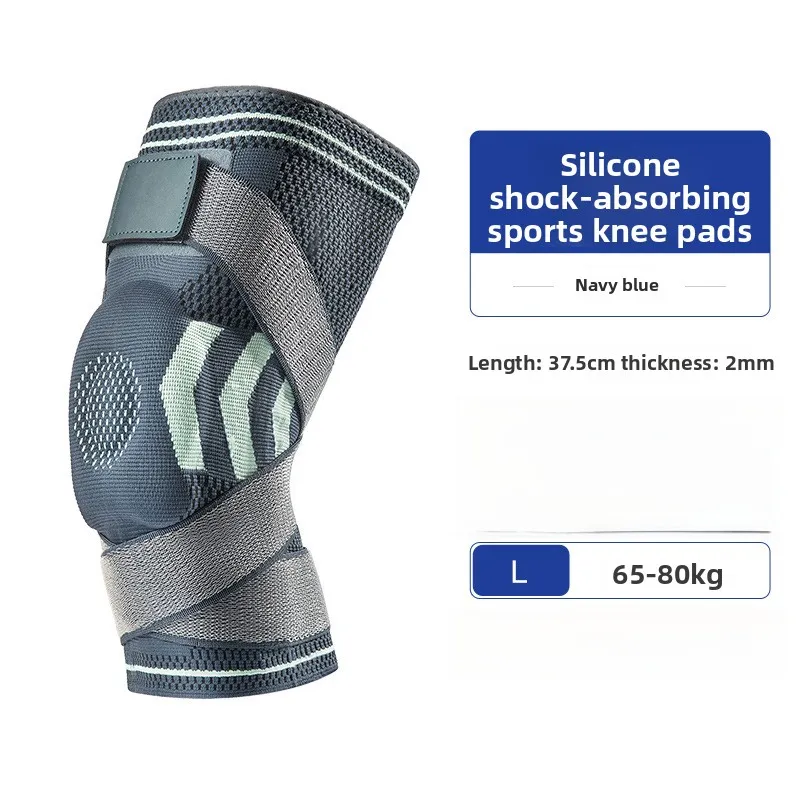 Joelheira Azul Marinho Dupla Tira Verão Silicone Basquete Proteção Menisco Respirável Ciclismo