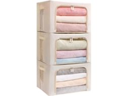 Caixa De Armazenamento Com Estrutura Sacos Para Roupas, Organizador De Tecido Oxford, Dobrável E Empilhável. Olysi Shop (pacote Com 3)