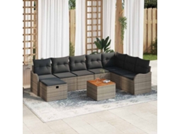 Vidaxl Conjunto De Sofá De Jardim 9 Pcs Cinzeto Rattan Sintético