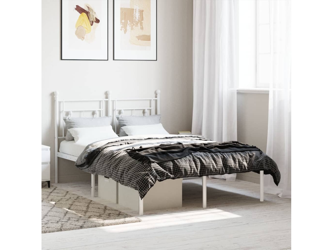 Estrutura De Cama Com Cabeceira 120x200 Cm Metal Branco