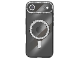 Capa Para Iphone Air Compatível Com Magsafe Com Acabamento Em Strass Preto.