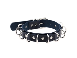 Colar De Ombro Pu Com Anéis De Metal Pequenos Exagerados Punk Azul Escuro
