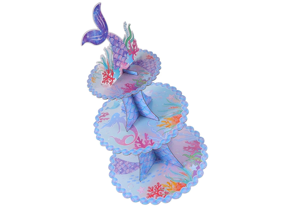 Multi Layer Mermaid Cake Stand Paper Display For Storage