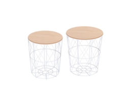 Conjunto de Mesas de Centro em Preto e Branco, Duas Peças, MDF e Metal SINI TECH STORE