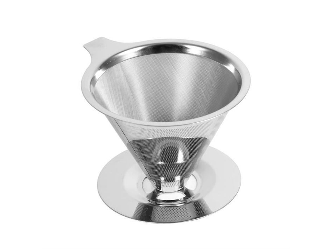 Copo Filtro de Café em Aço Inox TMISHION Filtro de Malha Dupla Camada Branco Prata Adulto