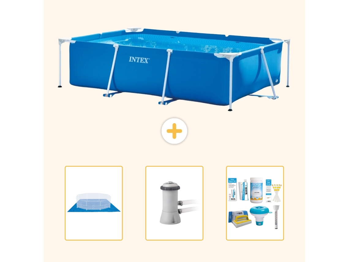 Intex Piscina Com Estrutura Retangular - 300x200x75 Cm - 4-peças S21256