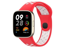 Bracelete para Redmi Watch 3 Silicone Esportivo Botão de Pressão Vermelho e Branco XIAOMOYU