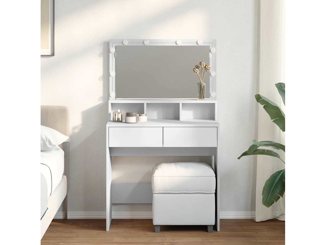 Vidaxl Toucador Com Led 80x41x134,5 Cm Branco