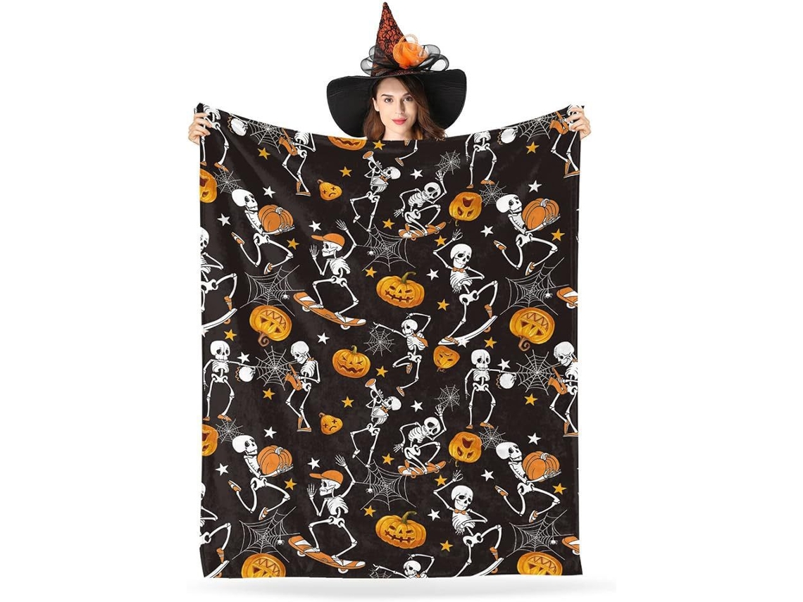 Cobertor De Halloween - Cobertor De Pelúcia De Halloween - Decoração Aconchegante De Flanela Cinza De Halloween Para Sofá-cama De-aquaforge