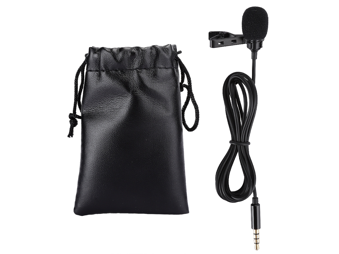 Microfone Lavalier Plug and Play EOOCOO para Celulares com Jack de 3,5mm Transmissão de Vídeo e Áudio