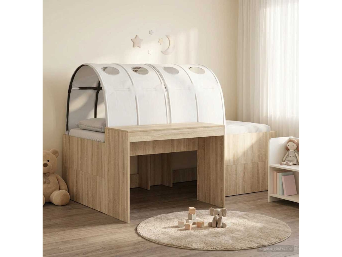 Vidaxl Cama Com Túnel 3 Unid. Carvalho Sonoma E Branco