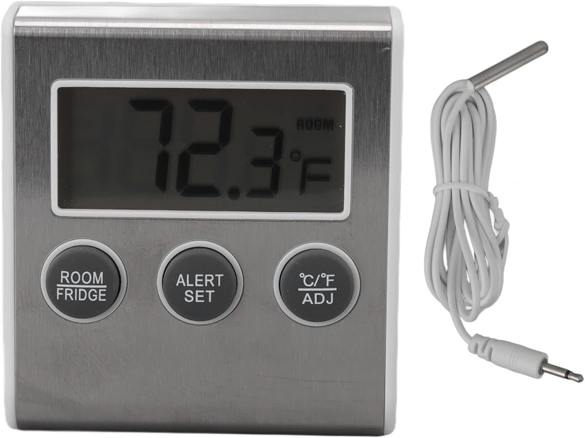 Lurelia Termómetro Digital Para Frigorífico E Congelador, Alta Precisão, Alarme Sonoro, Base Magnética, Material Abs