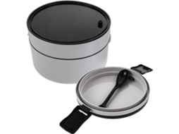Marmita Bento Para Micro Ondas Com Design De Camada Dupla E Compartimentos Separados, Leve E Portátil, Feita De Plástico