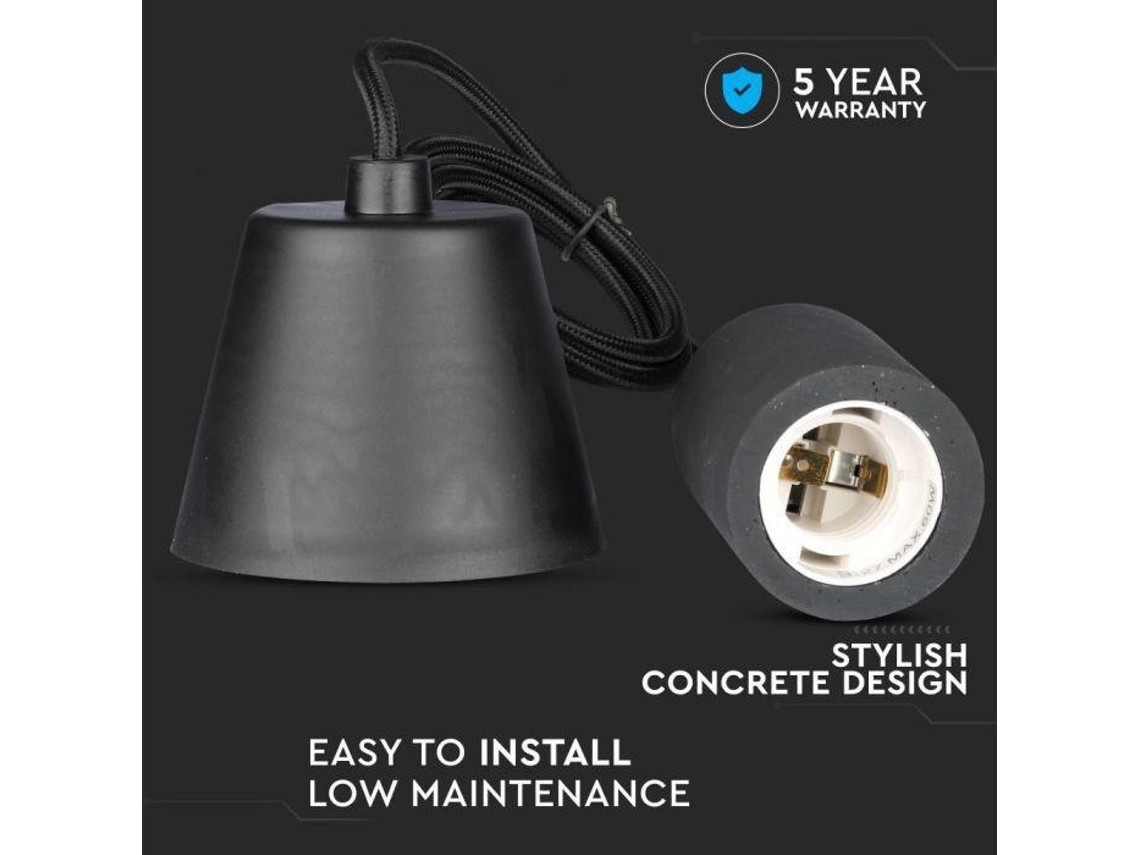 Candeeiro de Teto Pendente E27 Cimento Preto