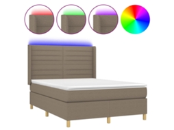 Box Spring Bed, Box Spring Beds Vidaxl Cinzento-acastanhado Tecido (140 X 190 Cm)