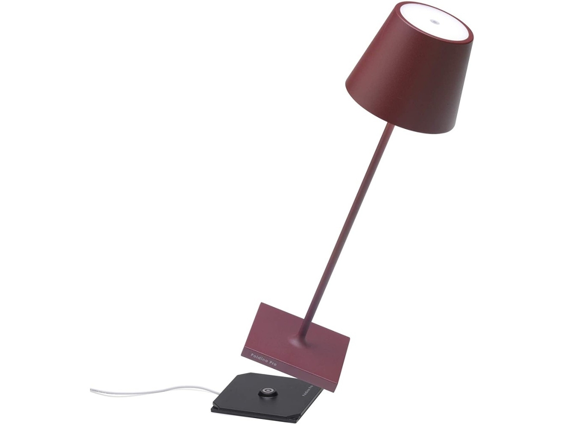 Candeeiro de Mesa Poldina Pro Bordeaux Led Recarregável e Regulável ZAFFERANO