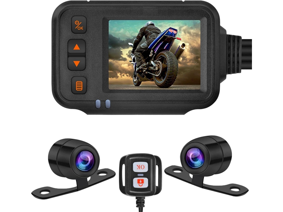 Câmera Veicular com Tela Ips de 2 Polegadas, Resolução 1080p e 720p, Câmera Dupla Ahd para Motos com Modo Sensor G. SFUSHOS