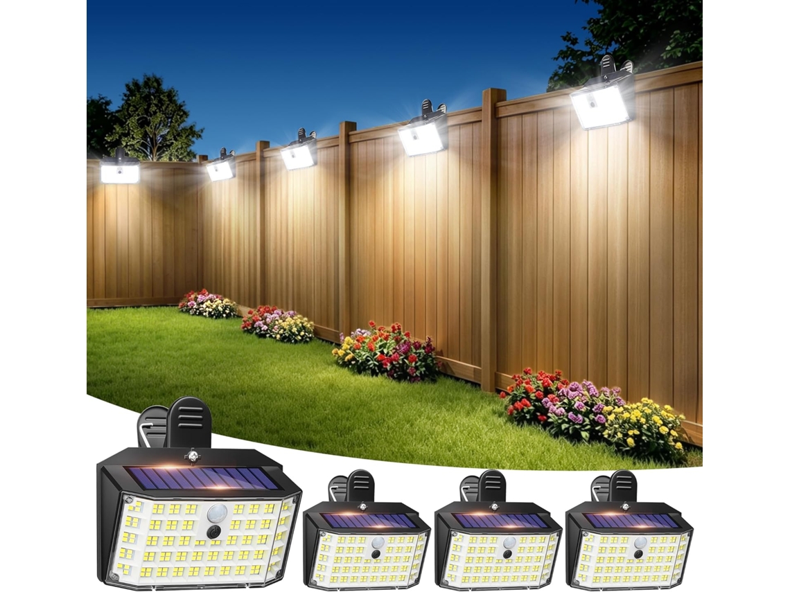 Kit Com 6 Unidades De Luz Led Com Sensor De Movimento, Energia Solar, Impermeável, 176 Led, Luz Branca Para Jardim