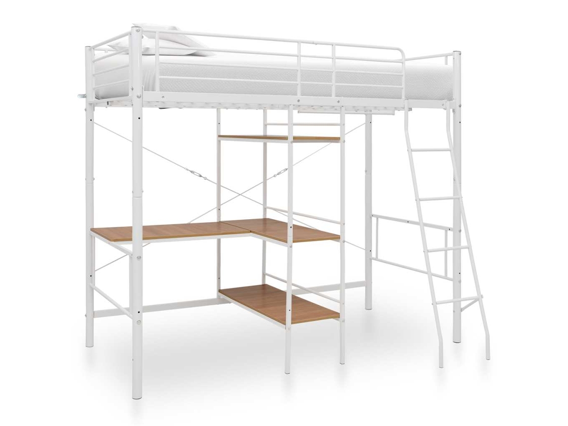 Vidaxl Beliche Com Secretária 90x200 Cm Metal Branco