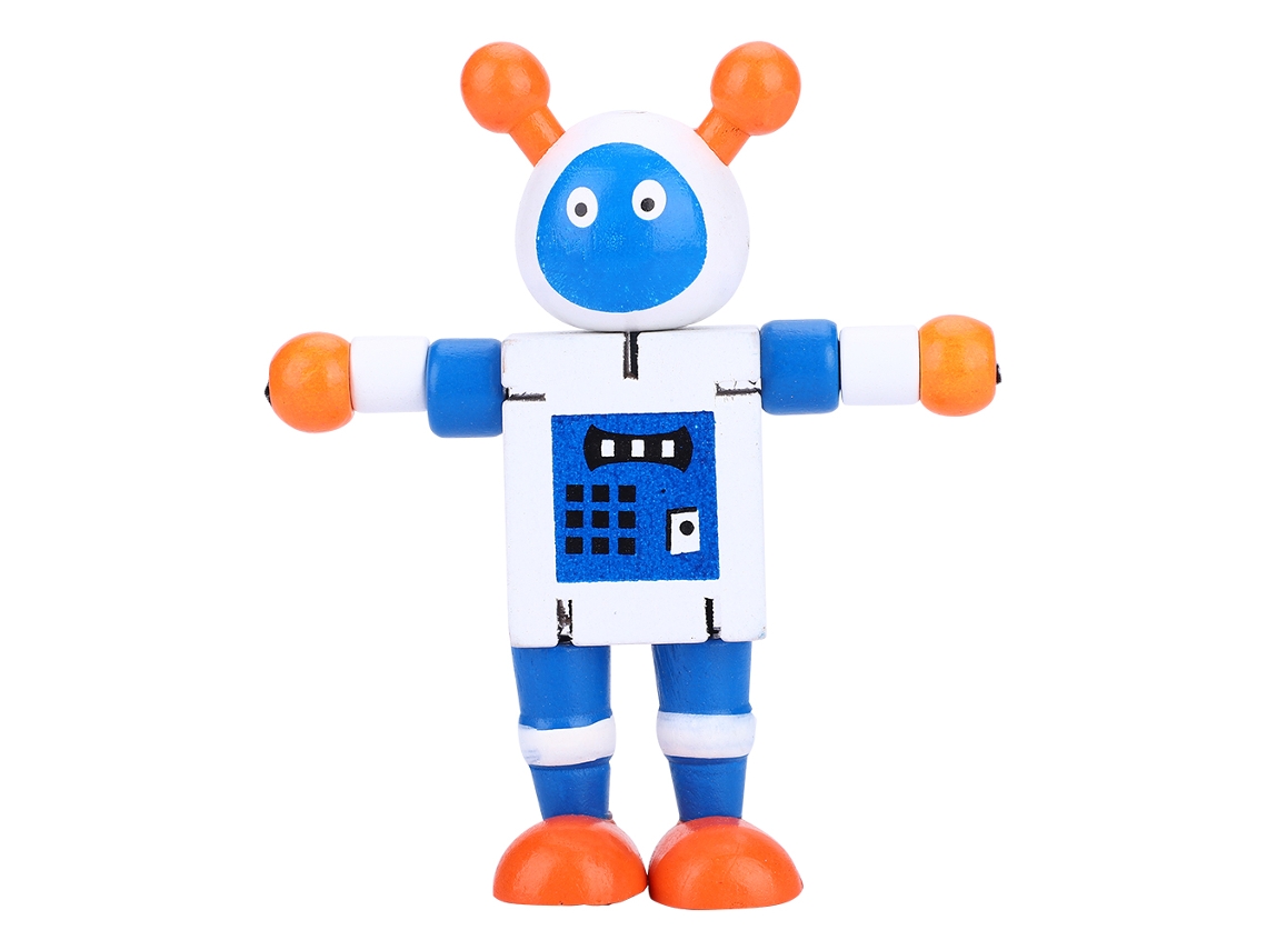 Mali brinquedo de Robô de Madeira Cute para Crianças Brincadeira Educativa Aprendizagem Branco