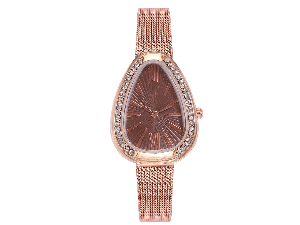 Relógio Feminino Vansvar de Couro Pu com Strass e Diferencial de Quartzo (marrom)