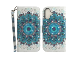 Capa Em Couro Pu Para Apple Iphone 16 - Coroa De Pavão