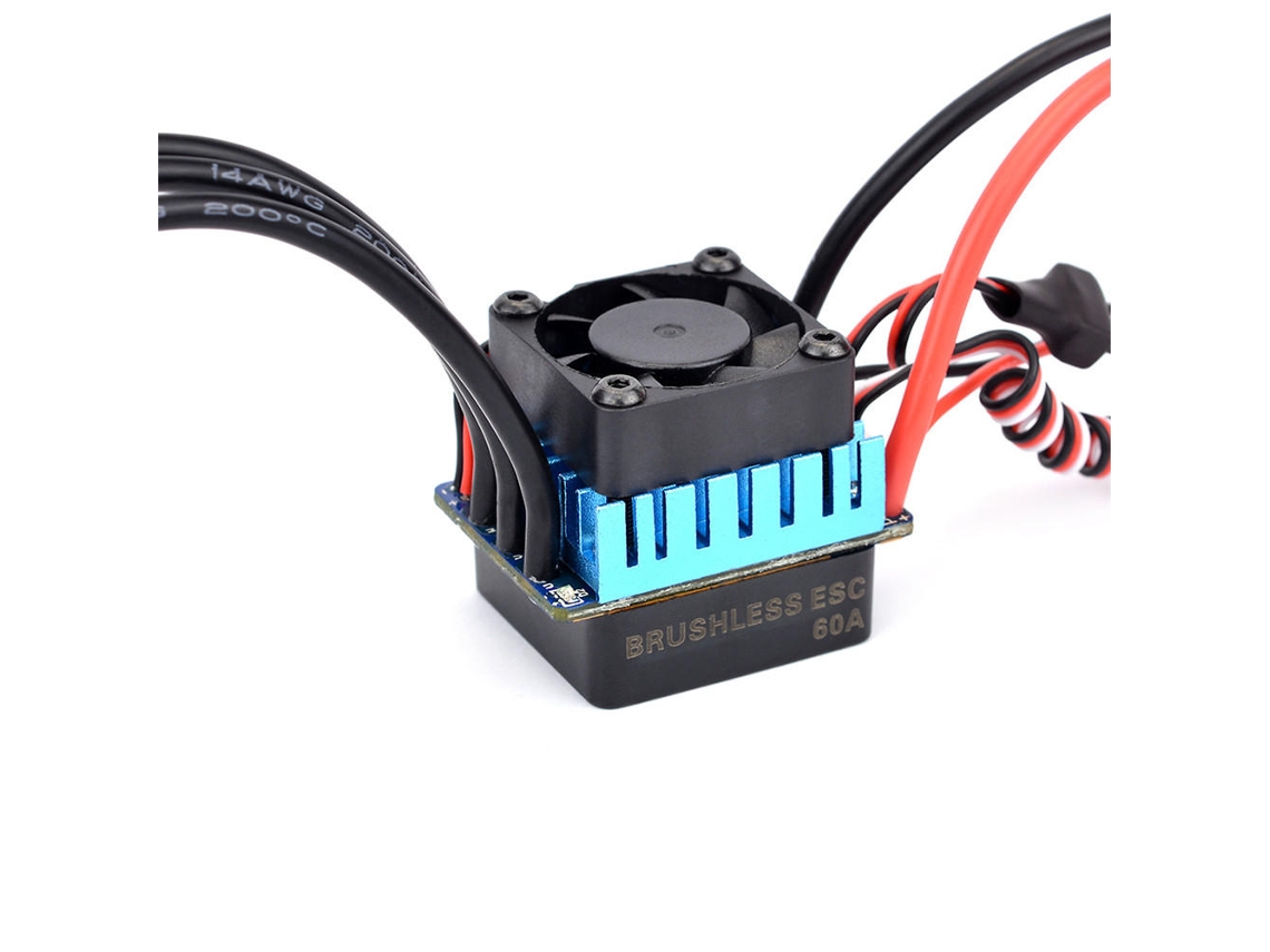 Esc Sem Escovas Surpass Hobby 60a Parcialmente À Prova De Água Para Carro Rc 1/10 Com Suporte Para Bateria De 2s E 3s
