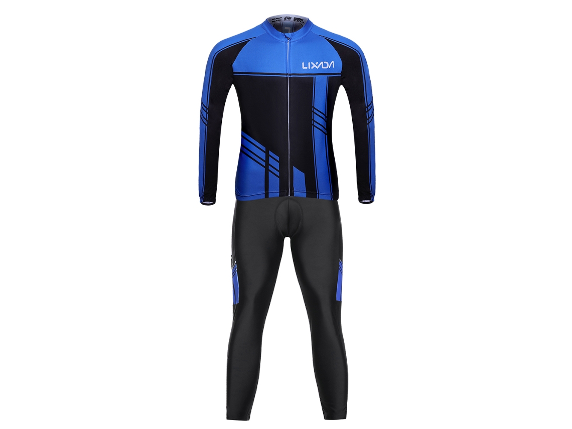 Conjunto De Roupa De Ciclismo Masculino Inverno Manga Longa Impermeável Com Calças Com Espuma 3d
