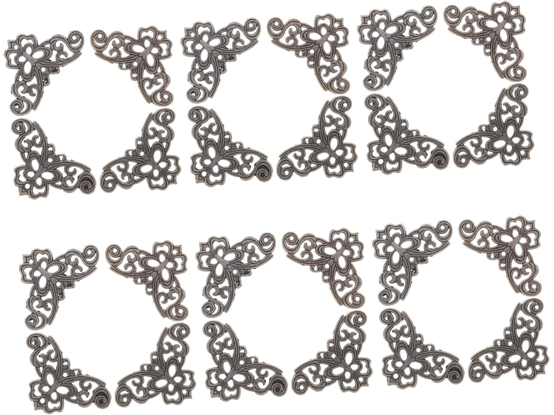 Conjunto De 24 Protetores Canto Metal Vintage Para Bordas Móveis E Caixas, Com Design Durável E Fácil De Instalar, Ideal