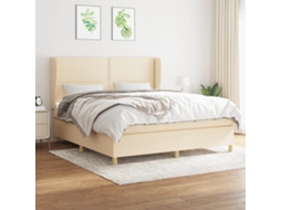 Vidaxl Cama Com Molas/colchão 180x200 Cm Tecido Cor Creme
