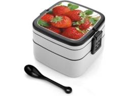 Marmita Bento De 2-camadas Para Frutas E Morangos, Empilhável, À Prova De Vazamentos, 1000ml, Com Colher, Recipiente