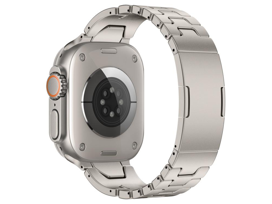 Bracelete Para Apple Watch 42/41/40/38mm - Aço Inoxidável Com Fivela Borboleta E Liberação Rápida Tipo H Titânio