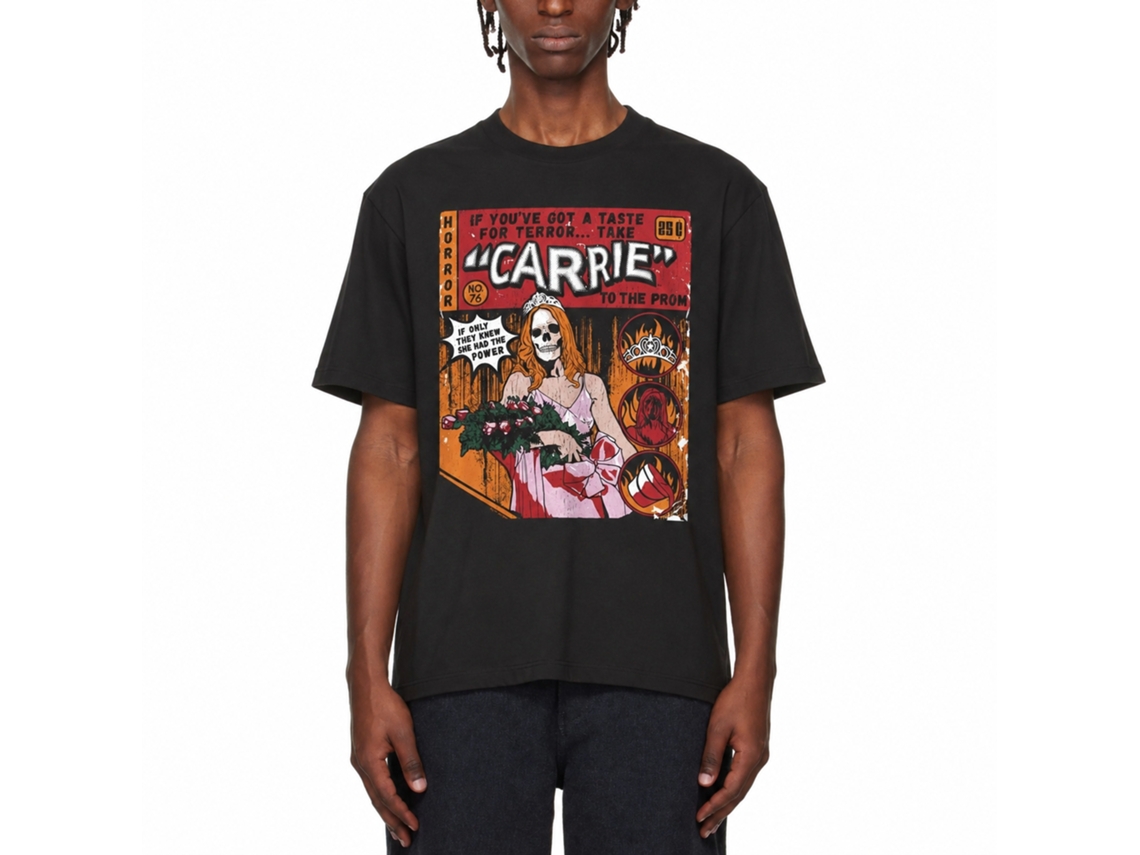 Rockinstone Carrie Movie Comic Black Adult T-shirt Size:m