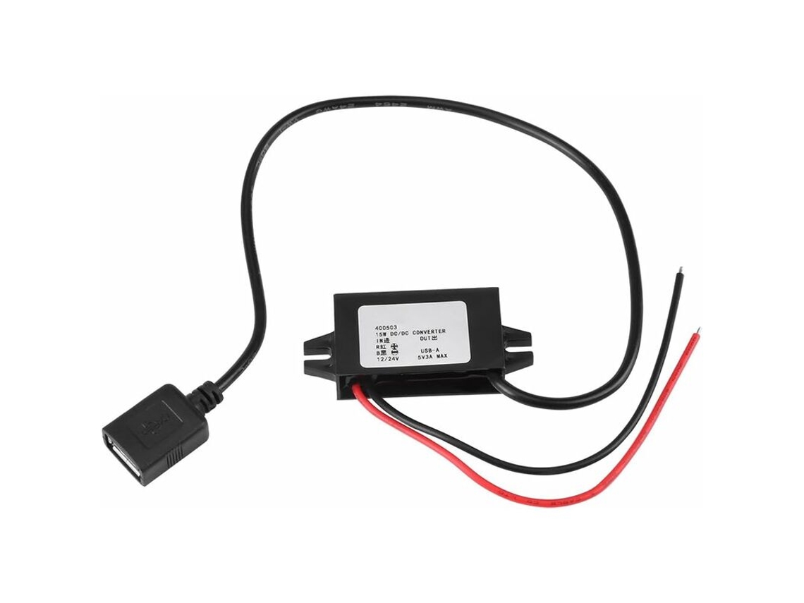 Conversor Dc, Dc Step Down De 12v /24v Para Usb 5v 3a Com Cabo À Prova D'água