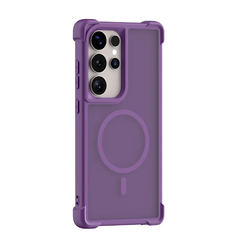 Capa Fosca Para Celular (samsung S24 Roxo) Com Carregamento Sem Fio, Airbag E Proteção Contra Impactos Em Pc.