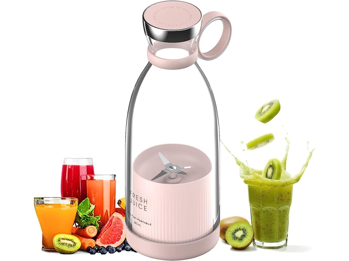 Liquidificador Rosa 350ml Portátil Usb Recarregável P Sucos Smoothies Viagem ZYBLSSBB