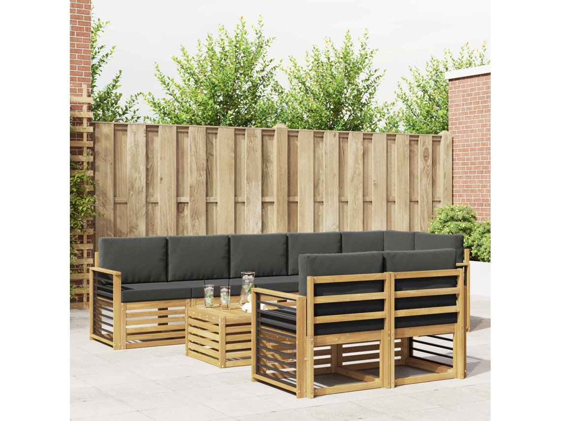 Vidaxl Conjunto De Sofás Para Exterior 9 Unid. Branco E Antracite