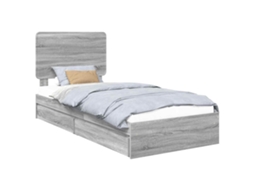 Cama com Armazenamento Cinza Sonoma 90x200 cm MAISON EXCLUSIVE