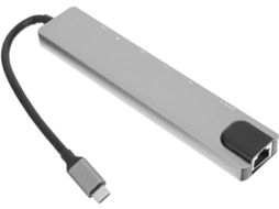 Hub Adaptador Multiportas Usb-c Prateado Com Saída De Vídeo 4k,