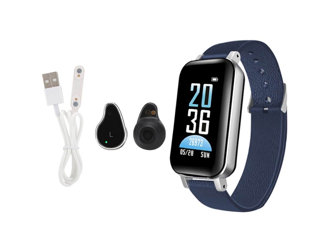 Pulseira Inteligente EOOCOO monitoramento de Saúde 2 em 1 com Tela Colorida e Fones de Ouvido