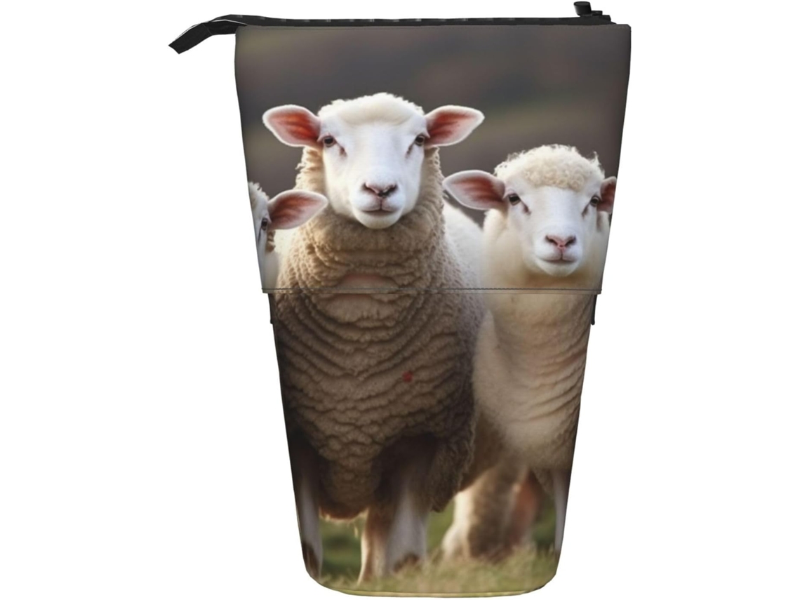 Case Trousse Crayons Télescopique Sheep Lambs Print Cosmé Porte-stylo Fournitures Peil Télescopique