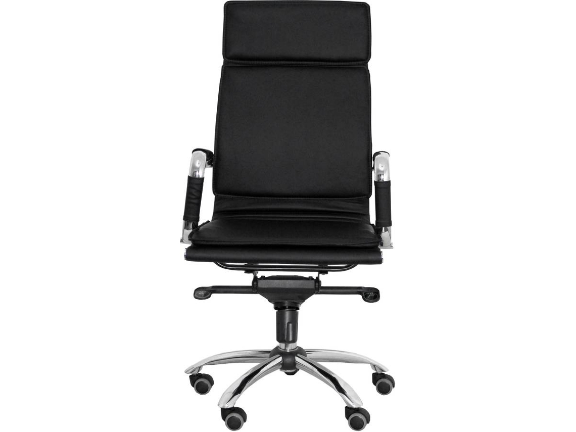 Cadeira de Escritório Executiva PYC Yeste Preto com rodas anti-risco (Outlet Grade A - Braços Fixos - Pele Sintética)